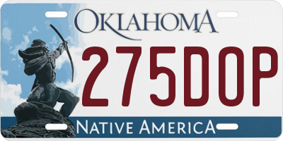 OK license plate 275DOP
