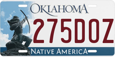 OK license plate 275DOZ