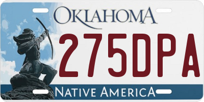 OK license plate 275DPA