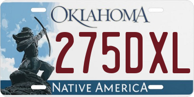 OK license plate 275DXL