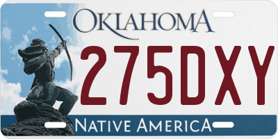 OK license plate 275DXY