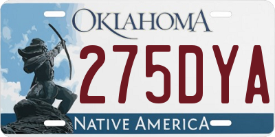 OK license plate 275DYA