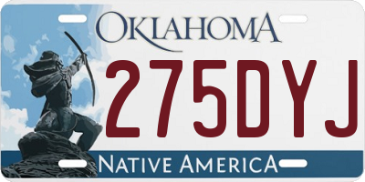 OK license plate 275DYJ