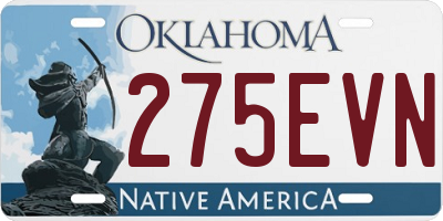 OK license plate 275EVN