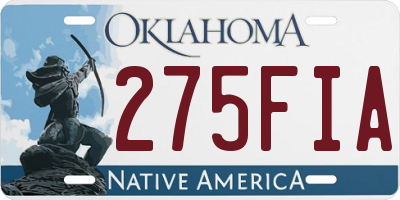 OK license plate 275FIA