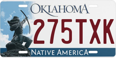 OK license plate 275TXK