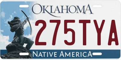 OK license plate 275TYA