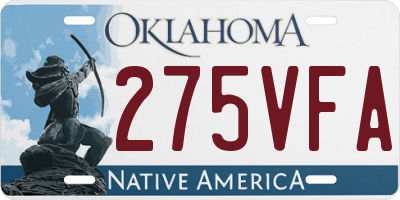 OK license plate 275VFA