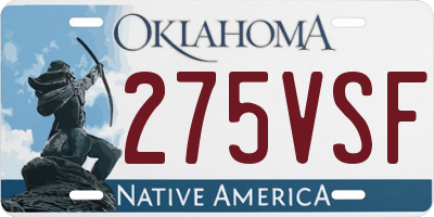 OK license plate 275VSF