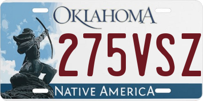 OK license plate 275VSZ
