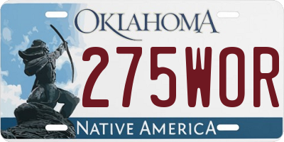 OK license plate 275WOR