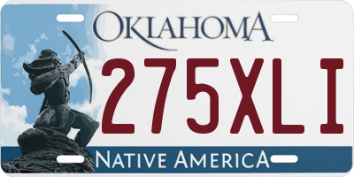 OK license plate 275XLI