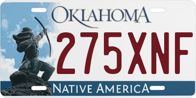 OK license plate 275XNF