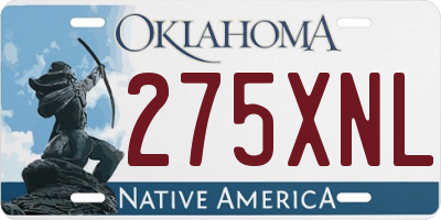 OK license plate 275XNL