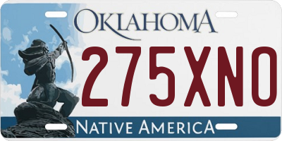 OK license plate 275XNO