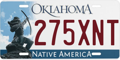 OK license plate 275XNT