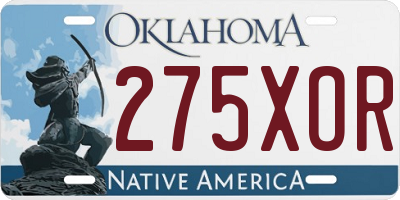 OK license plate 275XOR