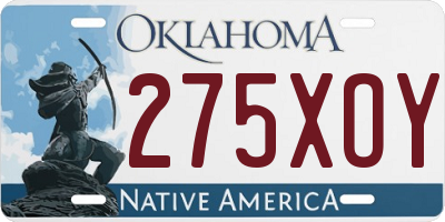 OK license plate 275XOY