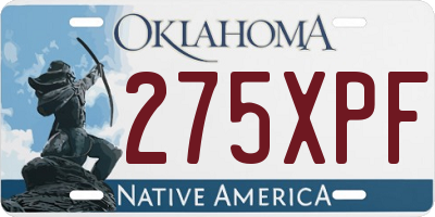 OK license plate 275XPF