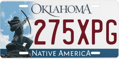 OK license plate 275XPG