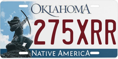 OK license plate 275XRR