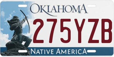 OK license plate 275YZB