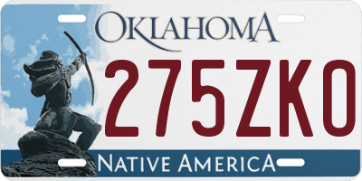 OK license plate 275ZKO