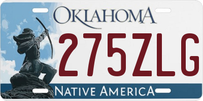 OK license plate 275ZLG