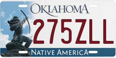 OK license plate 275ZLL