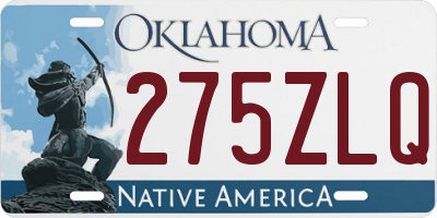 OK license plate 275ZLQ