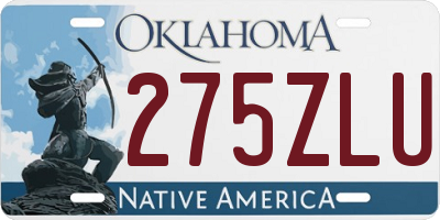 OK license plate 275ZLU
