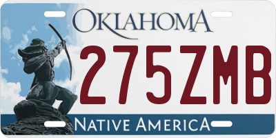 OK license plate 275ZMB