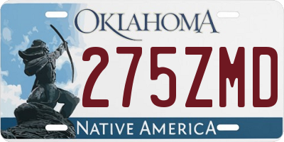 OK license plate 275ZMD