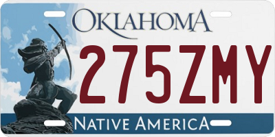 OK license plate 275ZMY