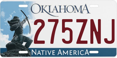 OK license plate 275ZNJ