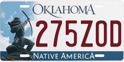 OK license plate 275ZOD