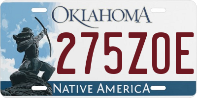 OK license plate 275ZOE