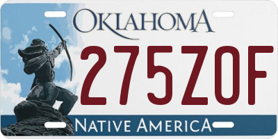 OK license plate 275ZOF