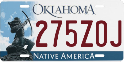 OK license plate 275ZOJ