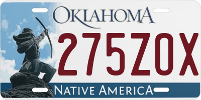 OK license plate 275ZOX