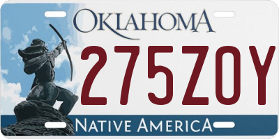 OK license plate 275ZOY