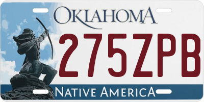 OK license plate 275ZPB