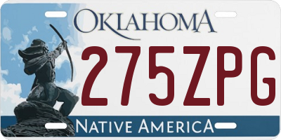 OK license plate 275ZPG