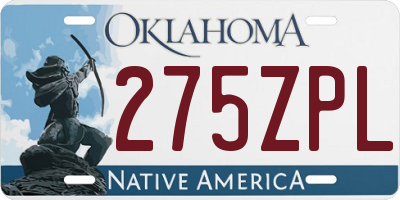 OK license plate 275ZPL