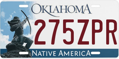 OK license plate 275ZPR