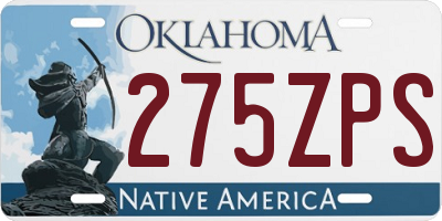 OK license plate 275ZPS