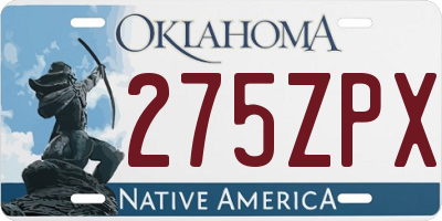 OK license plate 275ZPX