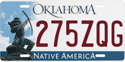 OK license plate 275ZQG