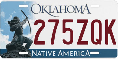 OK license plate 275ZQK