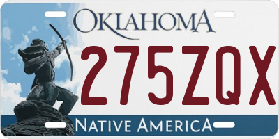 OK license plate 275ZQX